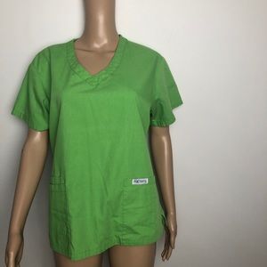 Lime Green Q2Cherry scrub top